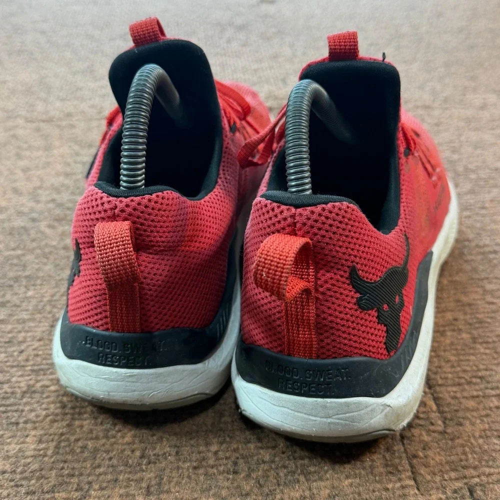 Under Armour Project Rock 3 Red Training Shoes 3023006-600 Womens 9 Mens 7.5